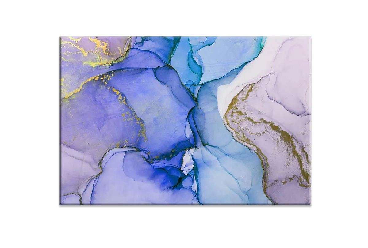Lux Blue Gold Abstract | Canvas Wall Art Print