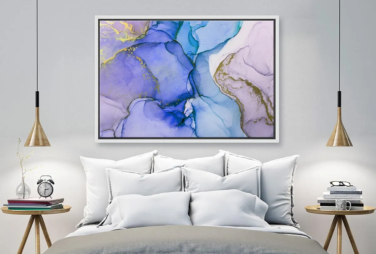 Lux Blue Gold Abstract | Canvas Wall Art Print