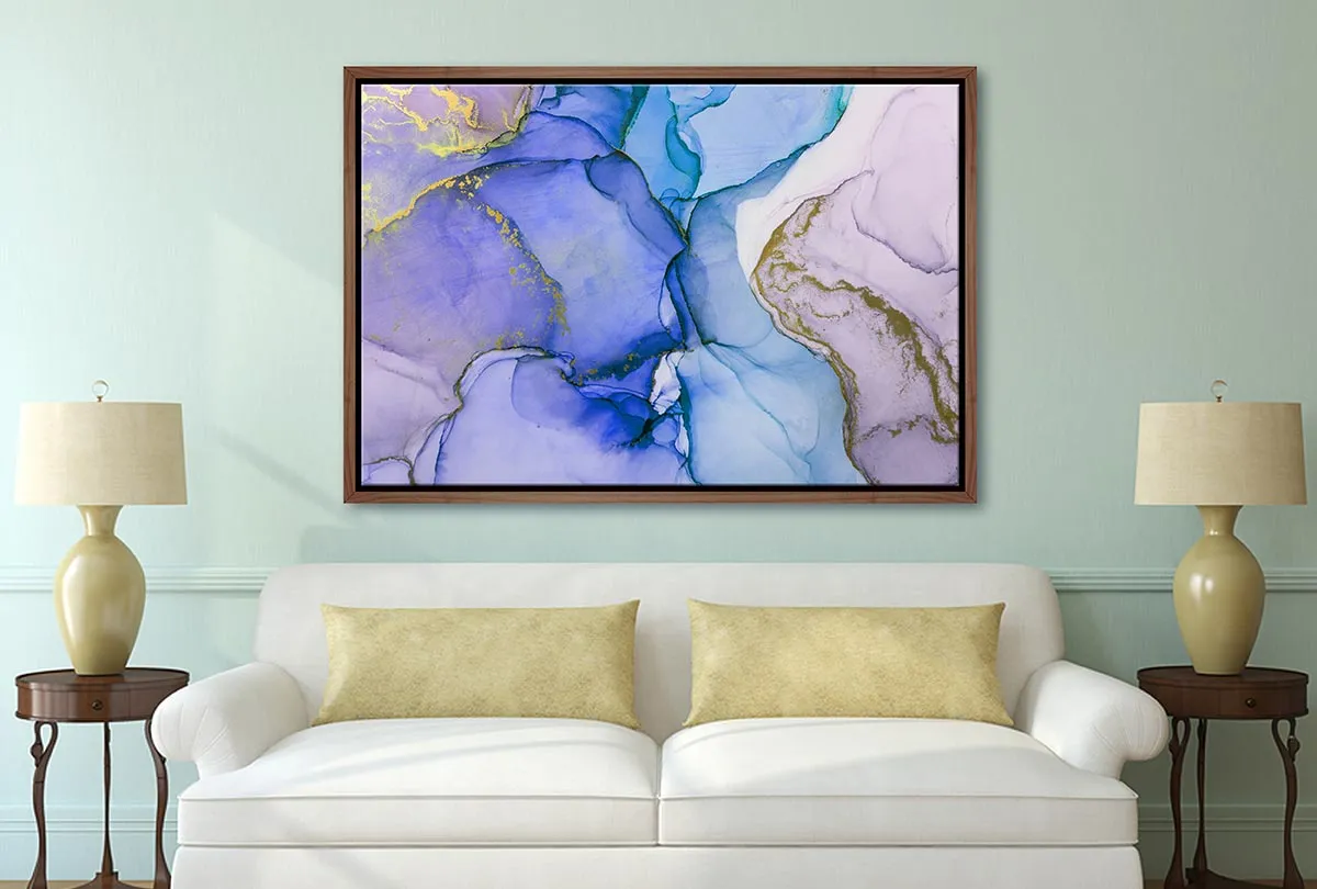 Lux Blue Gold Abstract | Canvas Wall Art Print