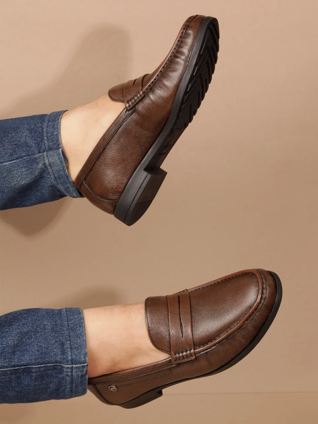 Mens Premium Brown Leather Loafer Shoes (Product ID1162)