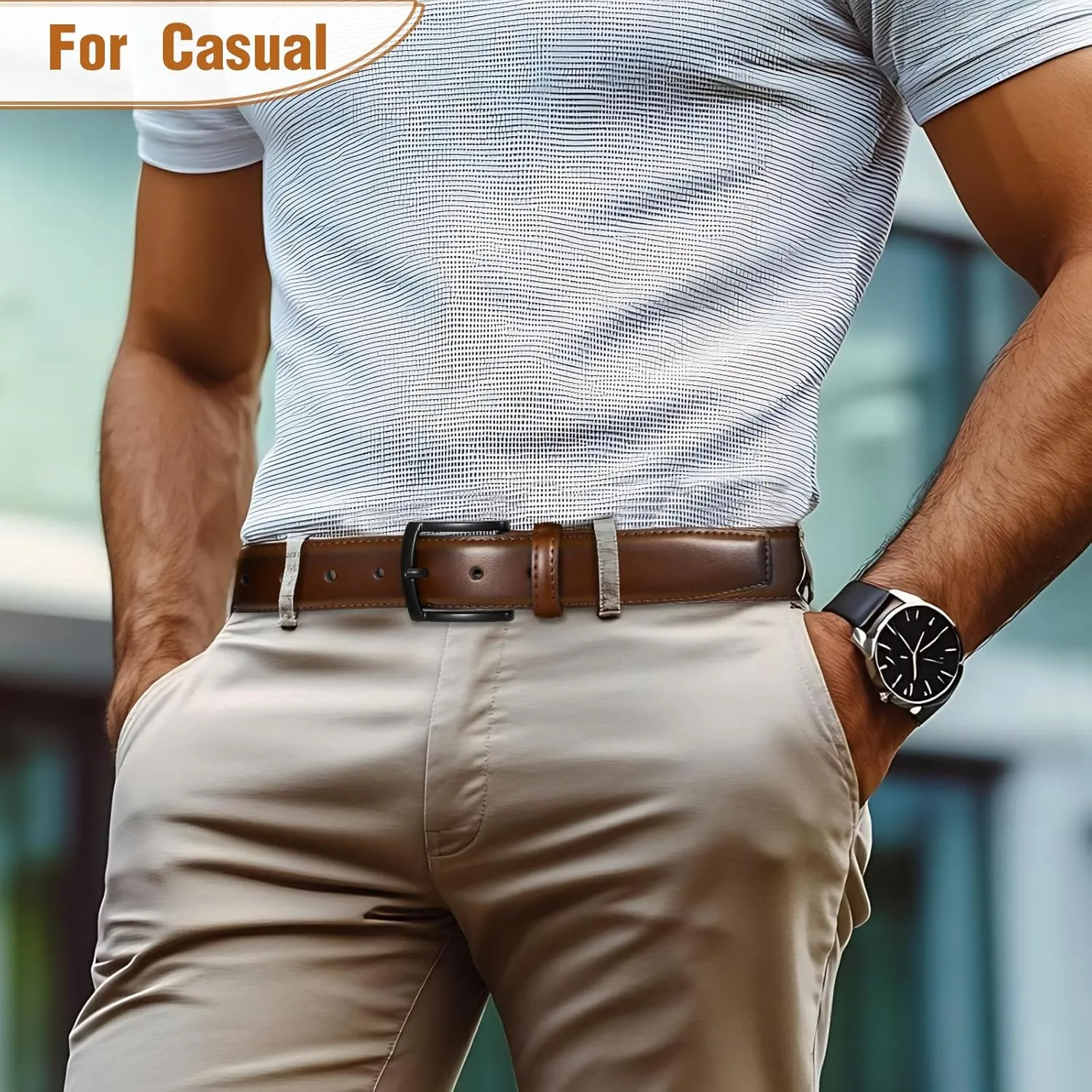 Men's Belt Genuine Leather Belt for Men Dress Casual Golf Jeans Pants 1 3/8"