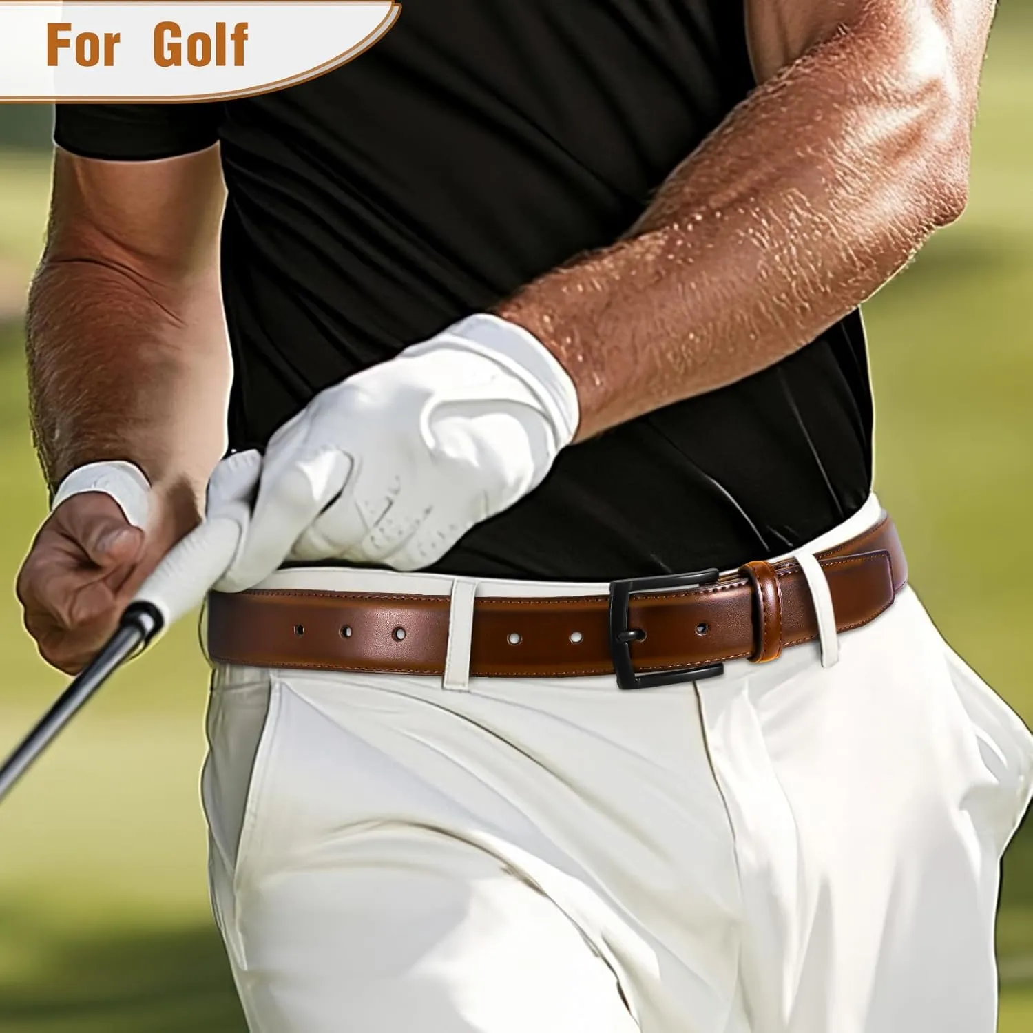 Men's Belt Genuine Leather Belt for Men Dress Casual Golf Jeans Pants 1 3/8"