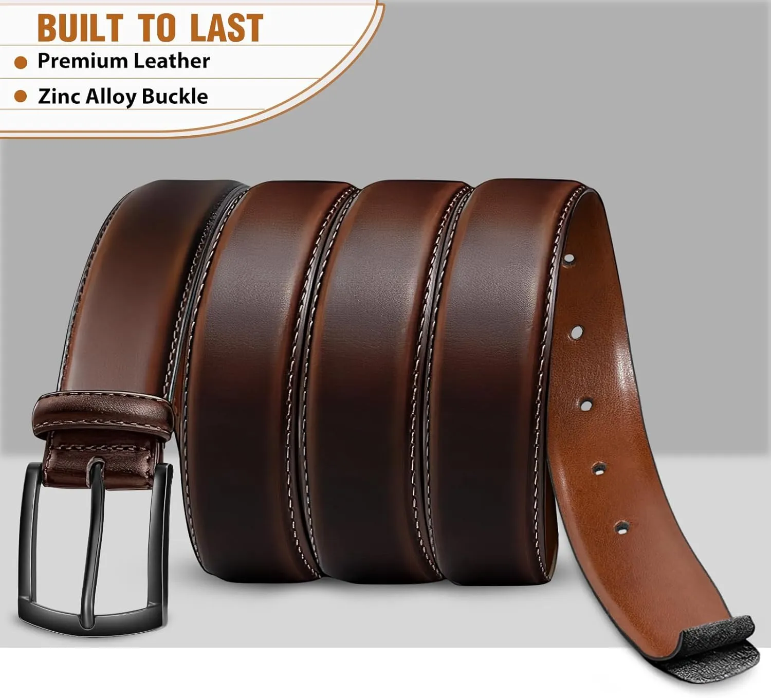 Men's Belt Genuine Leather Belt for Men Dress Casual Golf Jeans Pants 1 3/8"