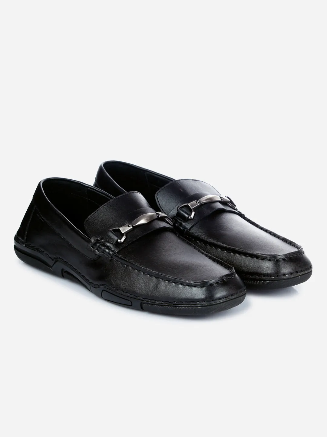 Men's Black Metal Trim Formal Slip On (ID2144)