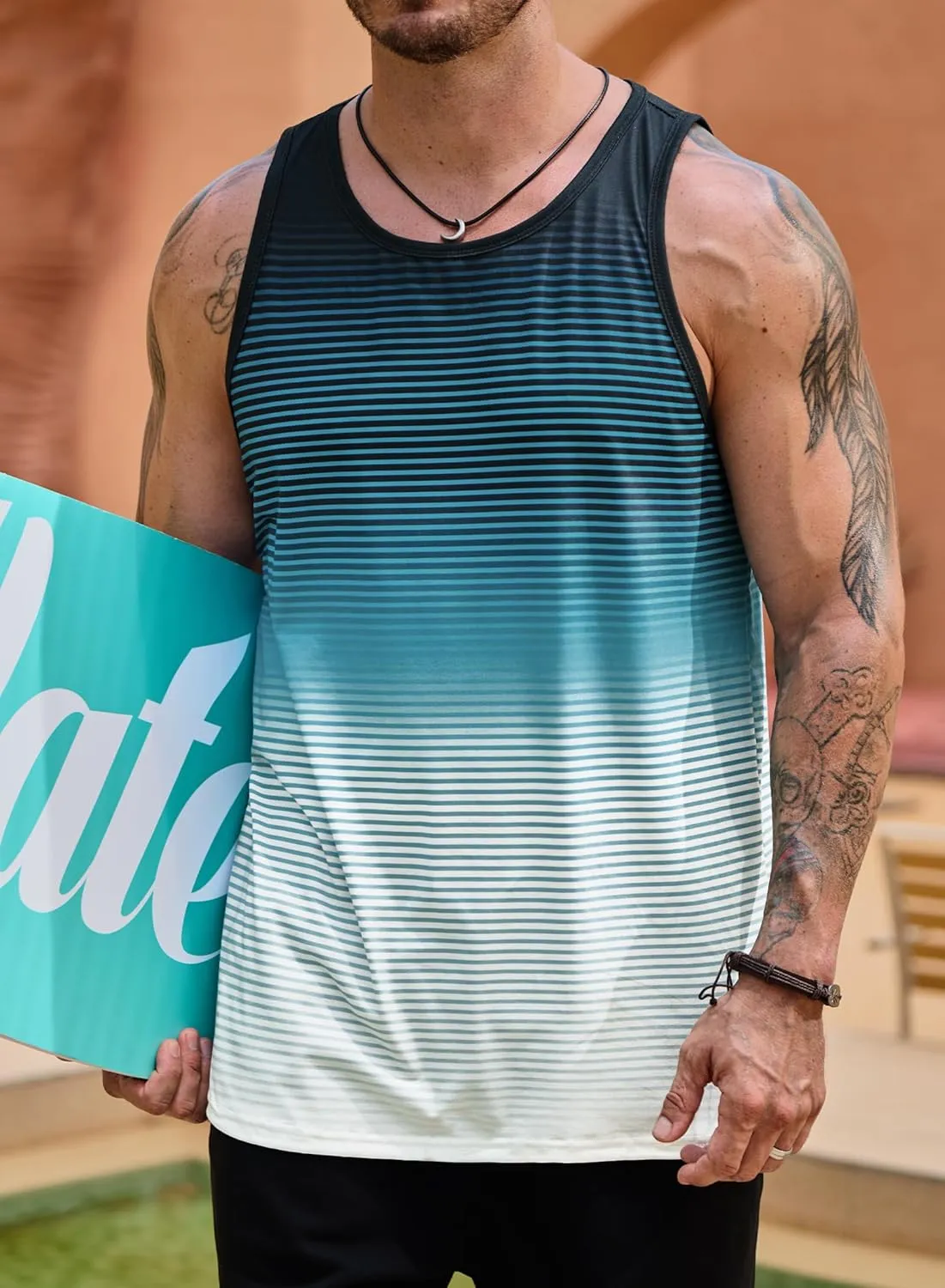 Mens Hawaiian Beach Tank Tops Summer Vacation Muscle Top Graphic Sleeveless Shirts (S-3XL)