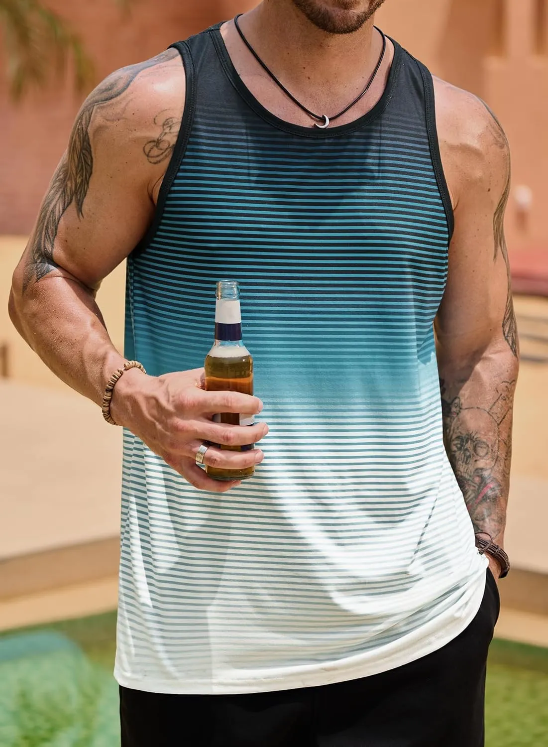 Mens Hawaiian Beach Tank Tops Summer Vacation Muscle Top Graphic Sleeveless Shirts (S-3XL)