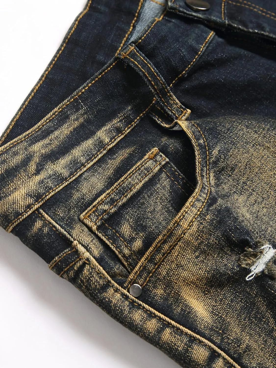 Men's Ripped Denim Shorts - Distressed Slim Fit Jean Shorts for Men, Casual Straight Fit Summer Ripped Shorts