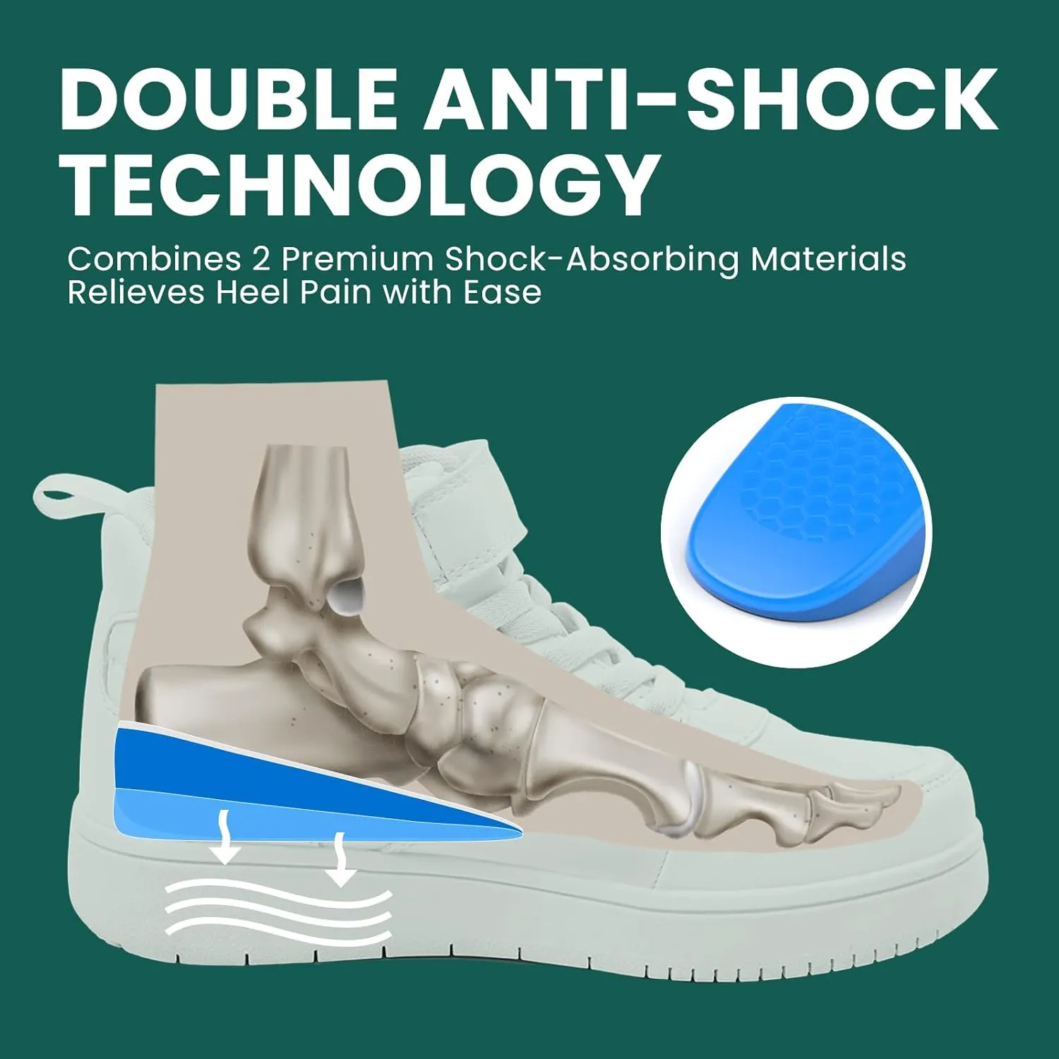 Orthopedic Heel Lift Inserts for Shoes -Welnove Shoe Lifts for Leg Length Discrepancy,Heel Pain,Heel Spur,Height Increase Insoles for Women 9-13 & Men 8-12 (1 Pair, 3/5 Inch Height)