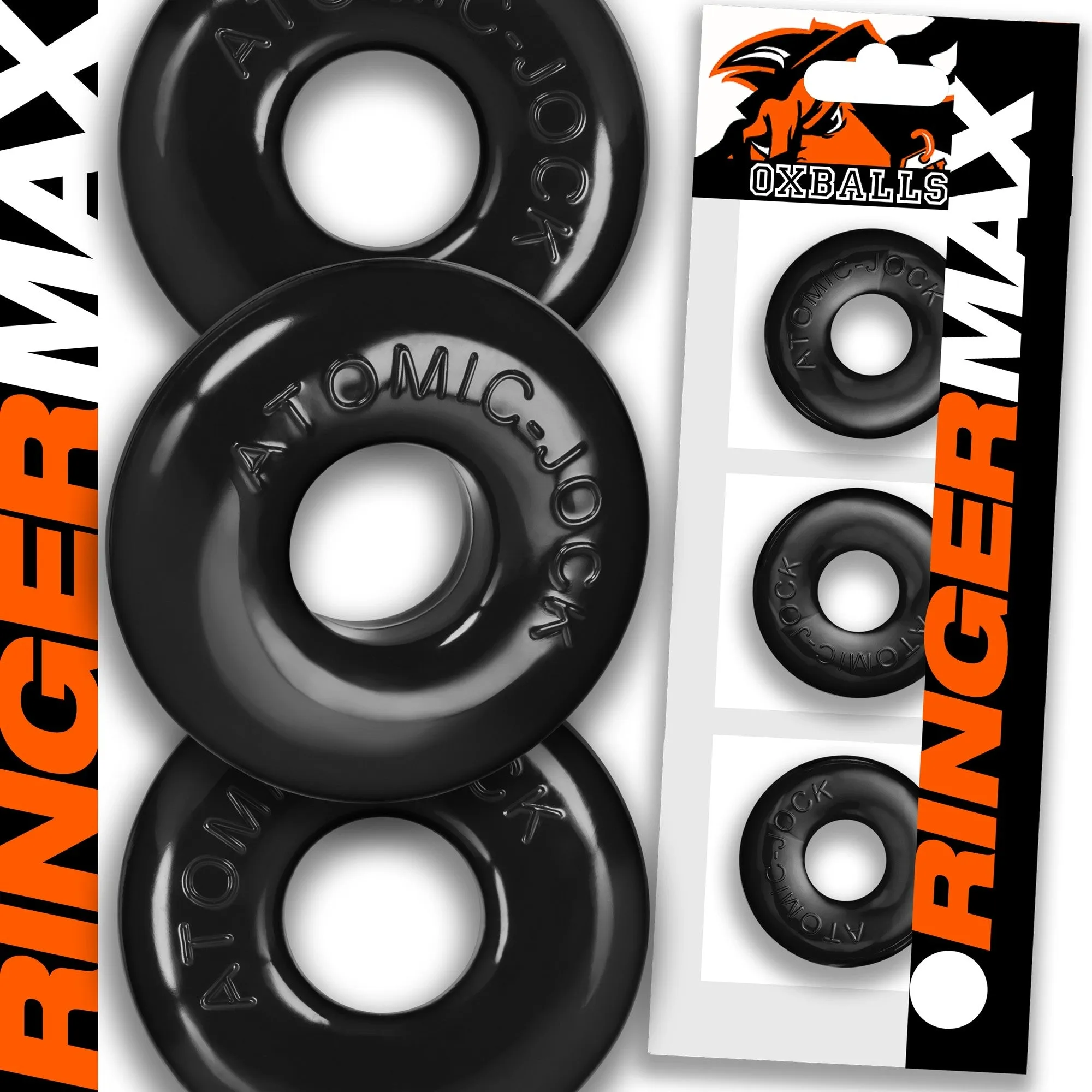 Oxballs Ringer Max Cock Ring Set Black 3 Pieces