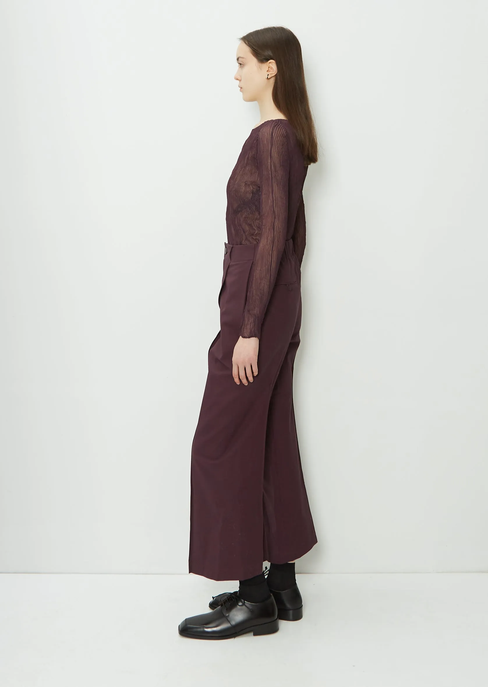 Pedestal Cotton Pants — Dark Purple