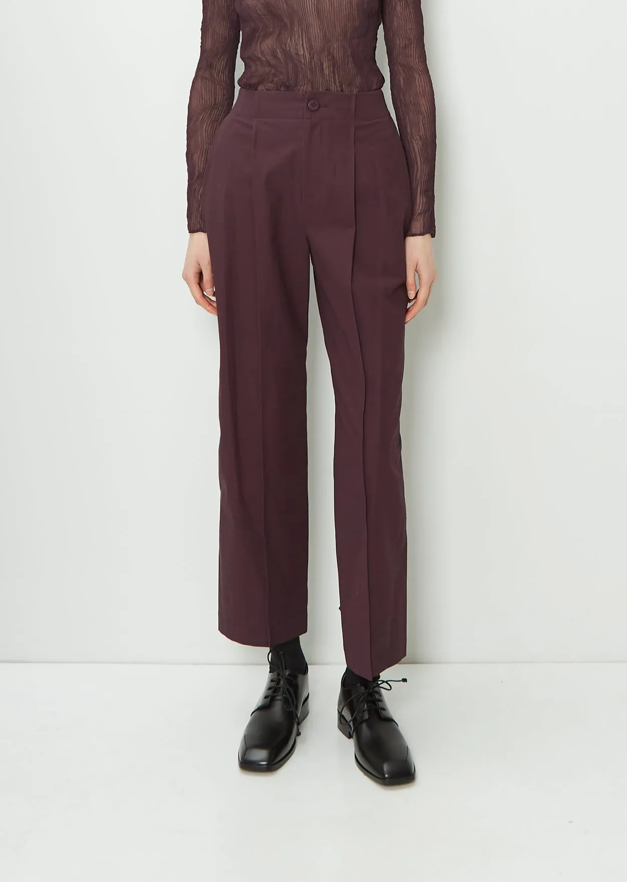 Pedestal Cotton Pants — Dark Purple