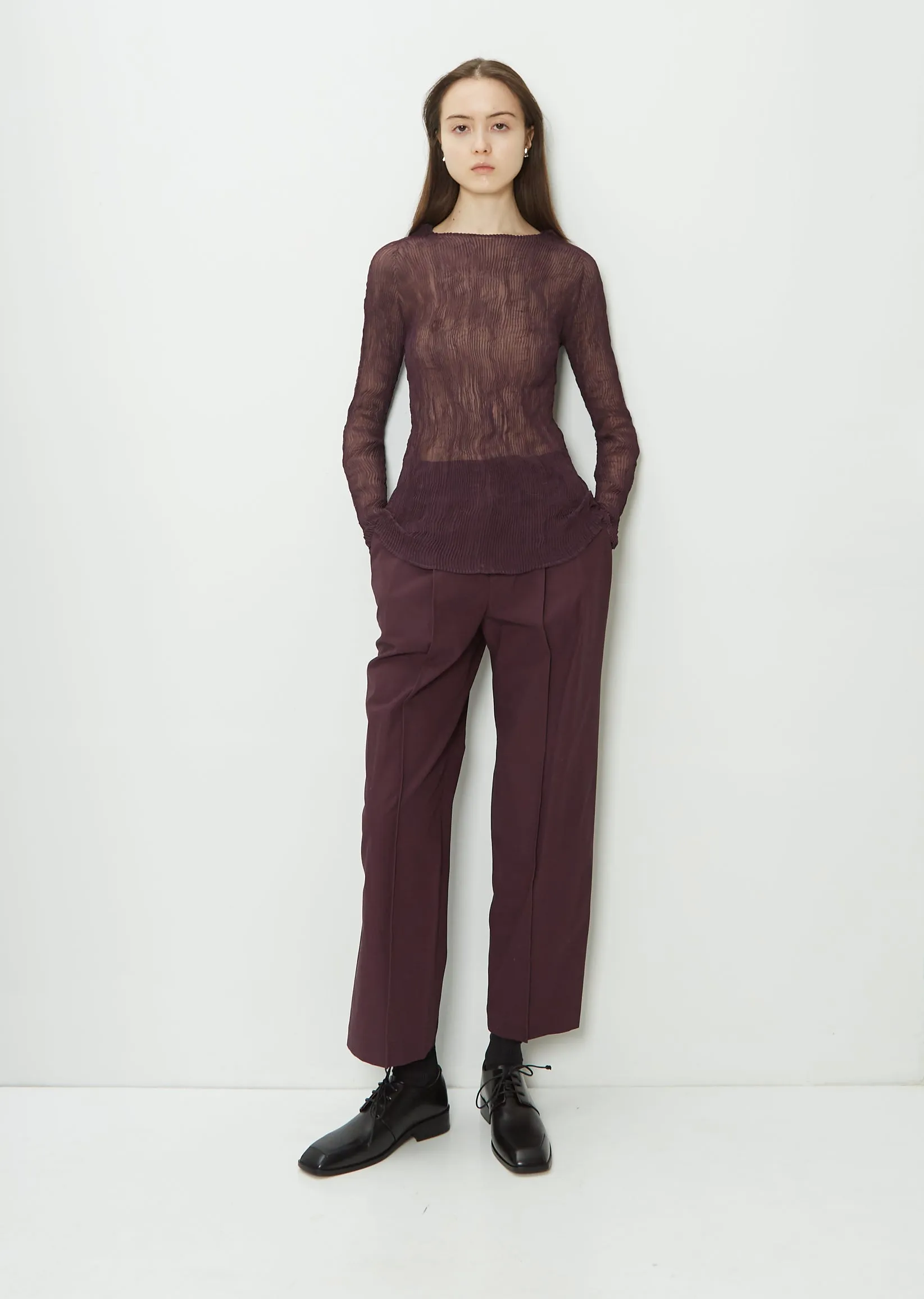 Pedestal Cotton Pants — Dark Purple