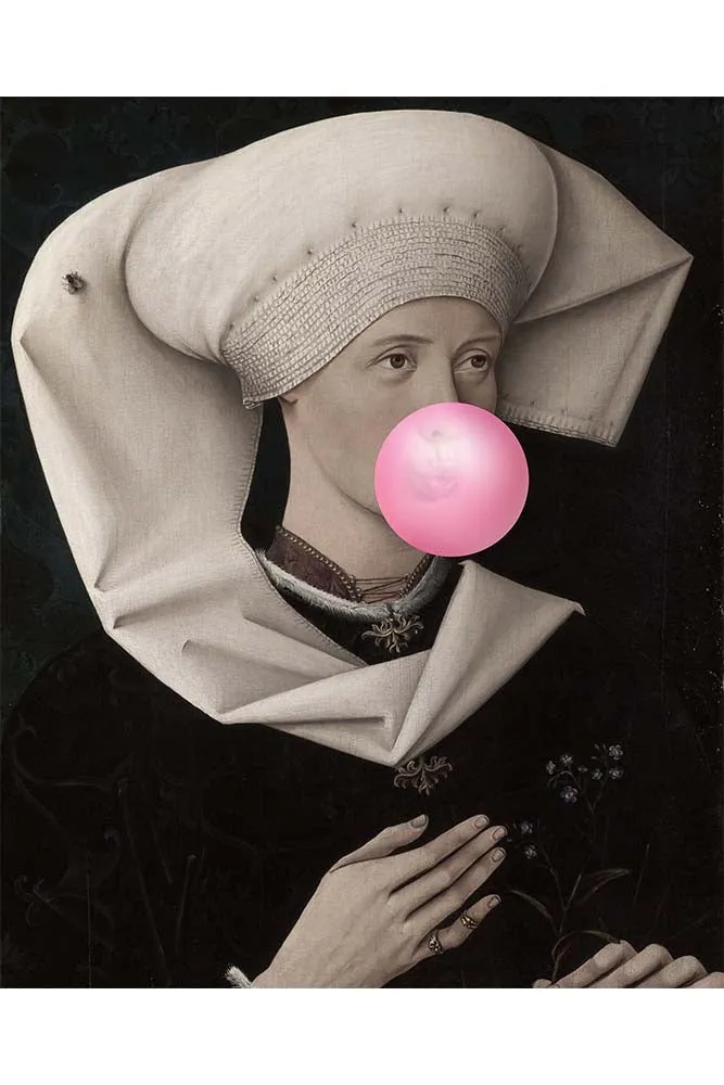 Pink Bubblegum Viscountess Portrait Canvas