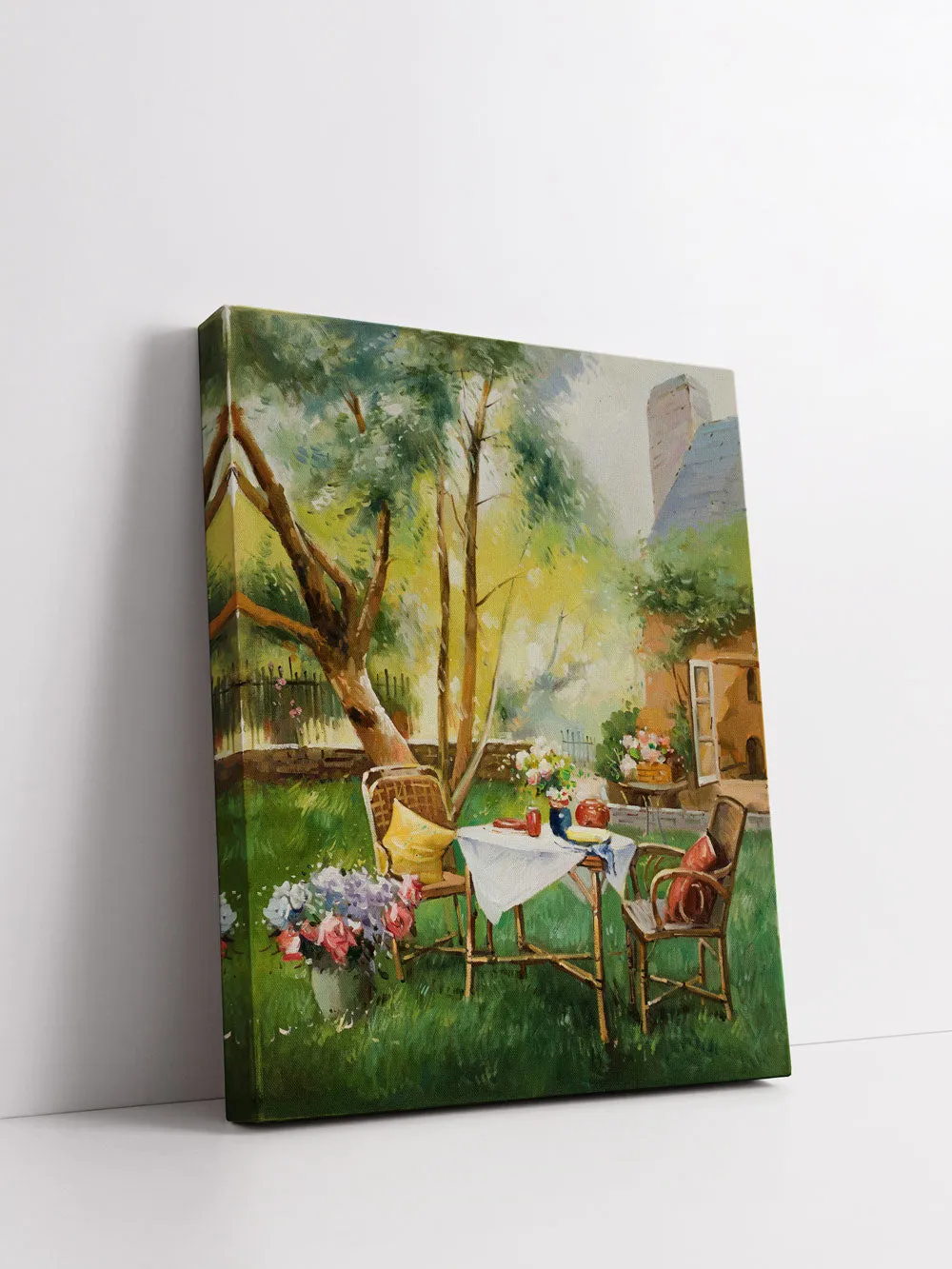 "Breakfast At The Garden" Handmade Oil Painting 20"x24"
