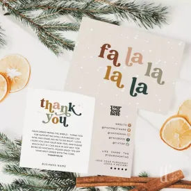 Retro Christmas Business Thank You Card Canva Template | Boho Seasonal Xmas Thank You
