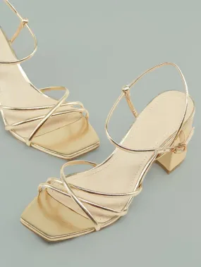 Sheln Gold Stappy Block Heel