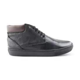 Sneakers alte nere in pelle stropicciata