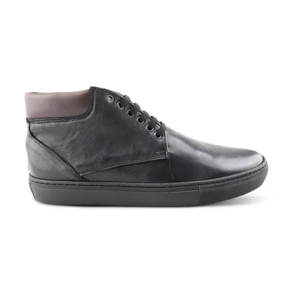 Sneakers alte nere in pelle stropicciata