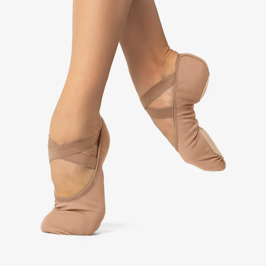 Stretch Canvas Split Sole Ballet Shoe (SD16) - Pink & Sand