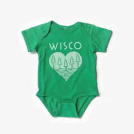The Wisco Roots Green Onesie