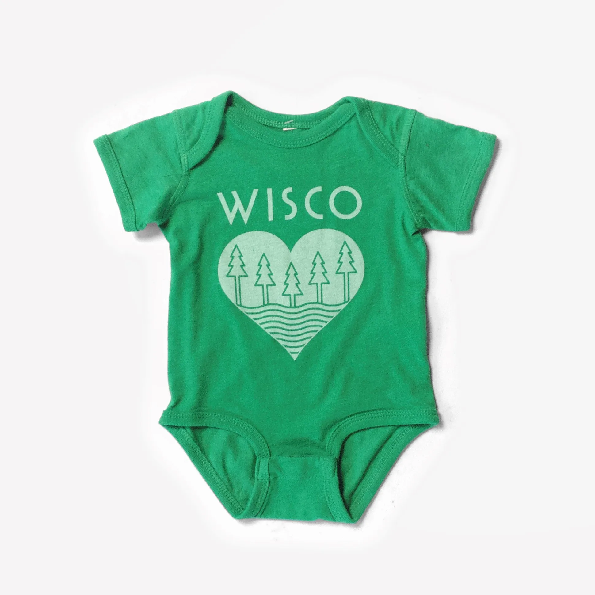 The Wisco Roots Green Onesie