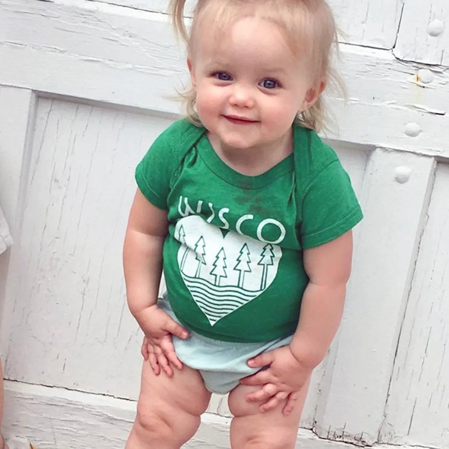 The Wisco Roots Green Onesie