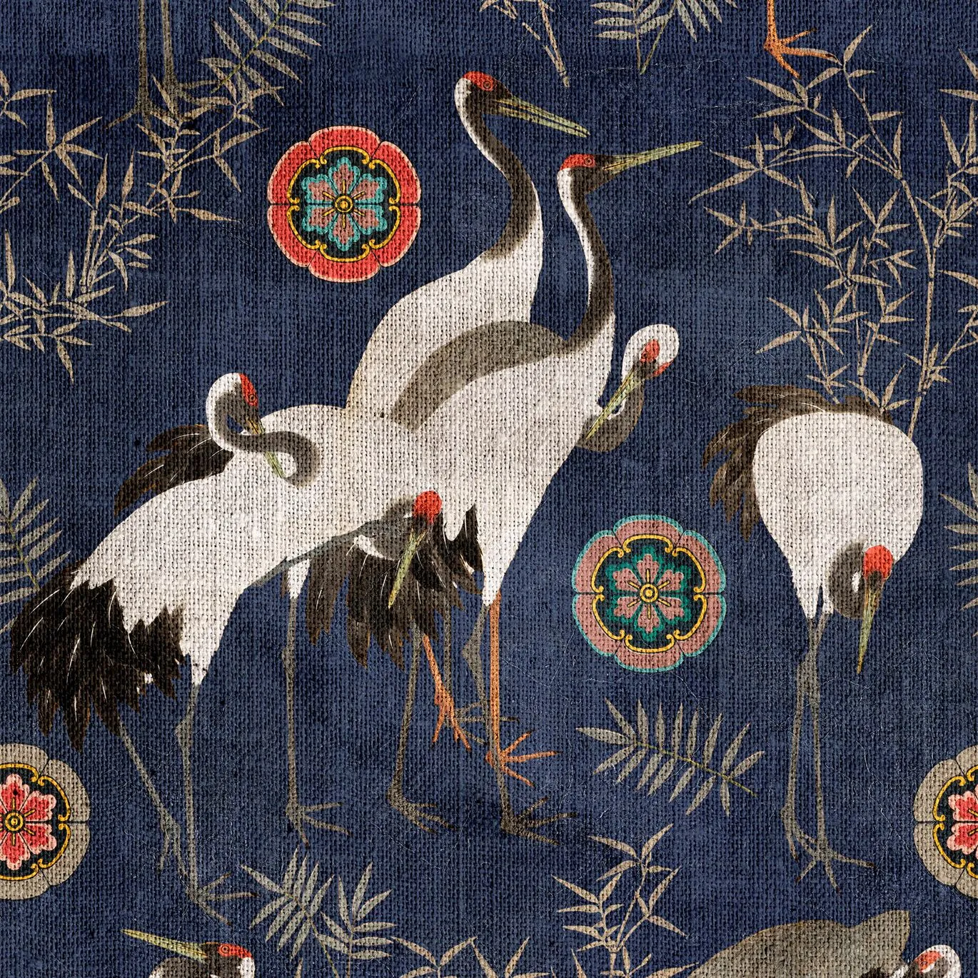 Tsuru Indigo Wallpaper