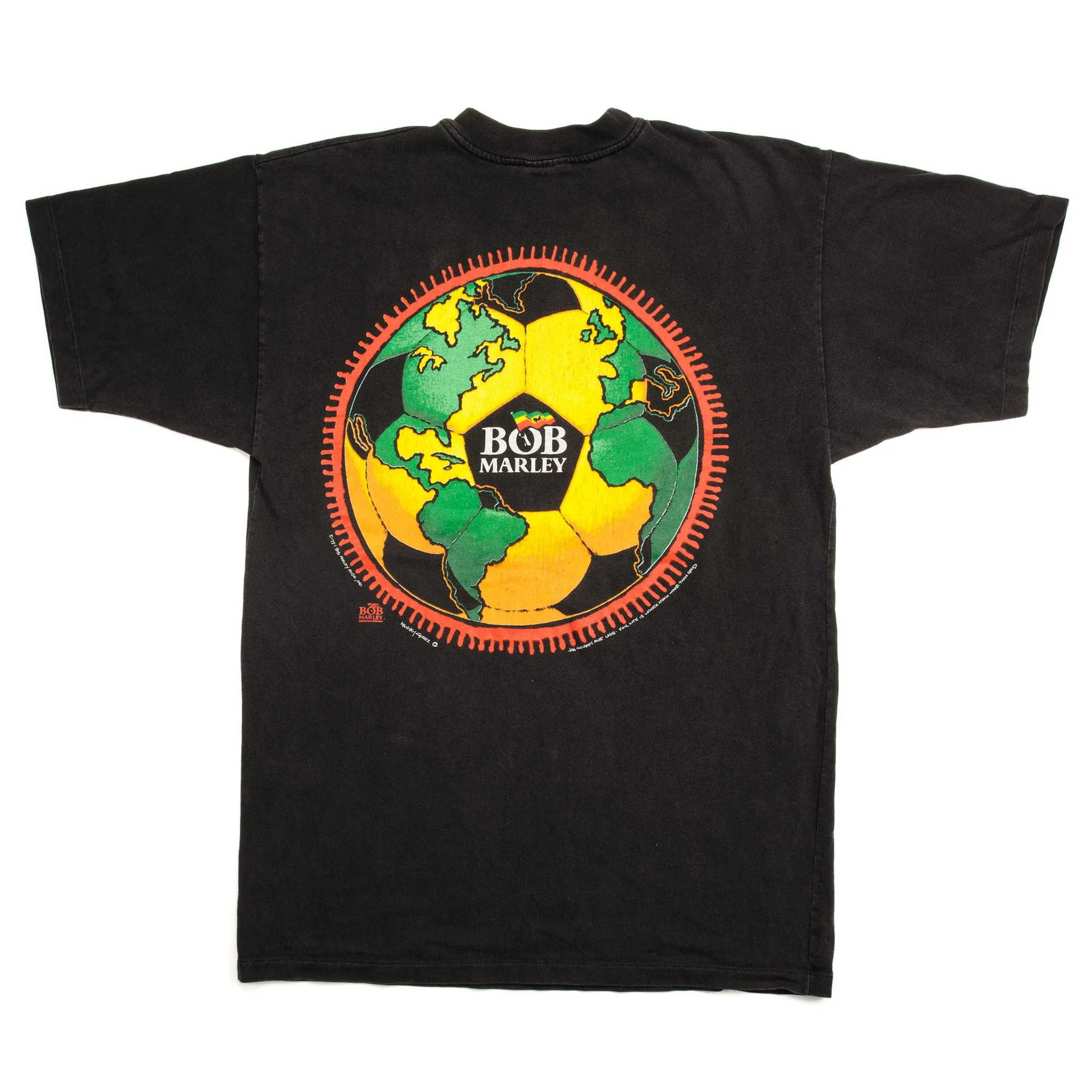 VINTAGE BOB MARLEY SOCCER TEE SHIRT 1994 SIZE LARGE