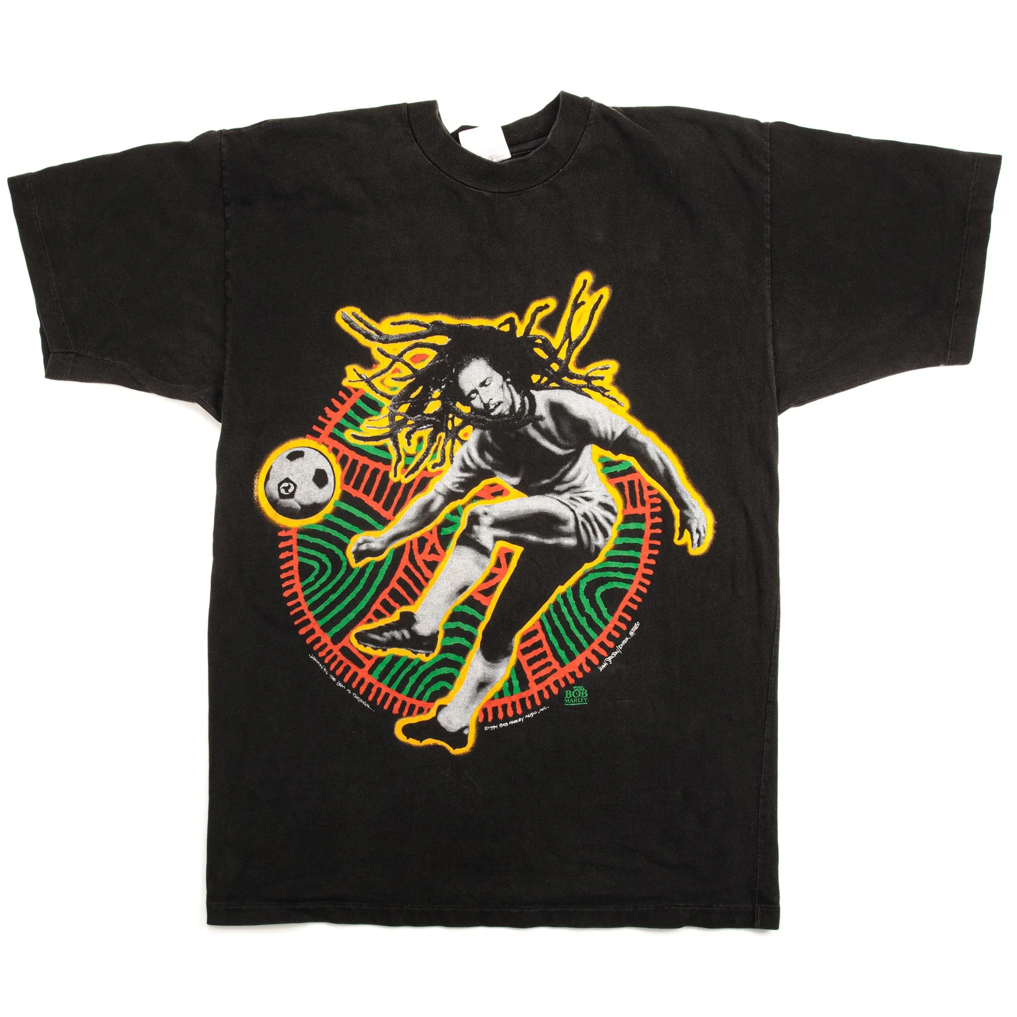 VINTAGE BOB MARLEY SOCCER TEE SHIRT 1994 SIZE LARGE