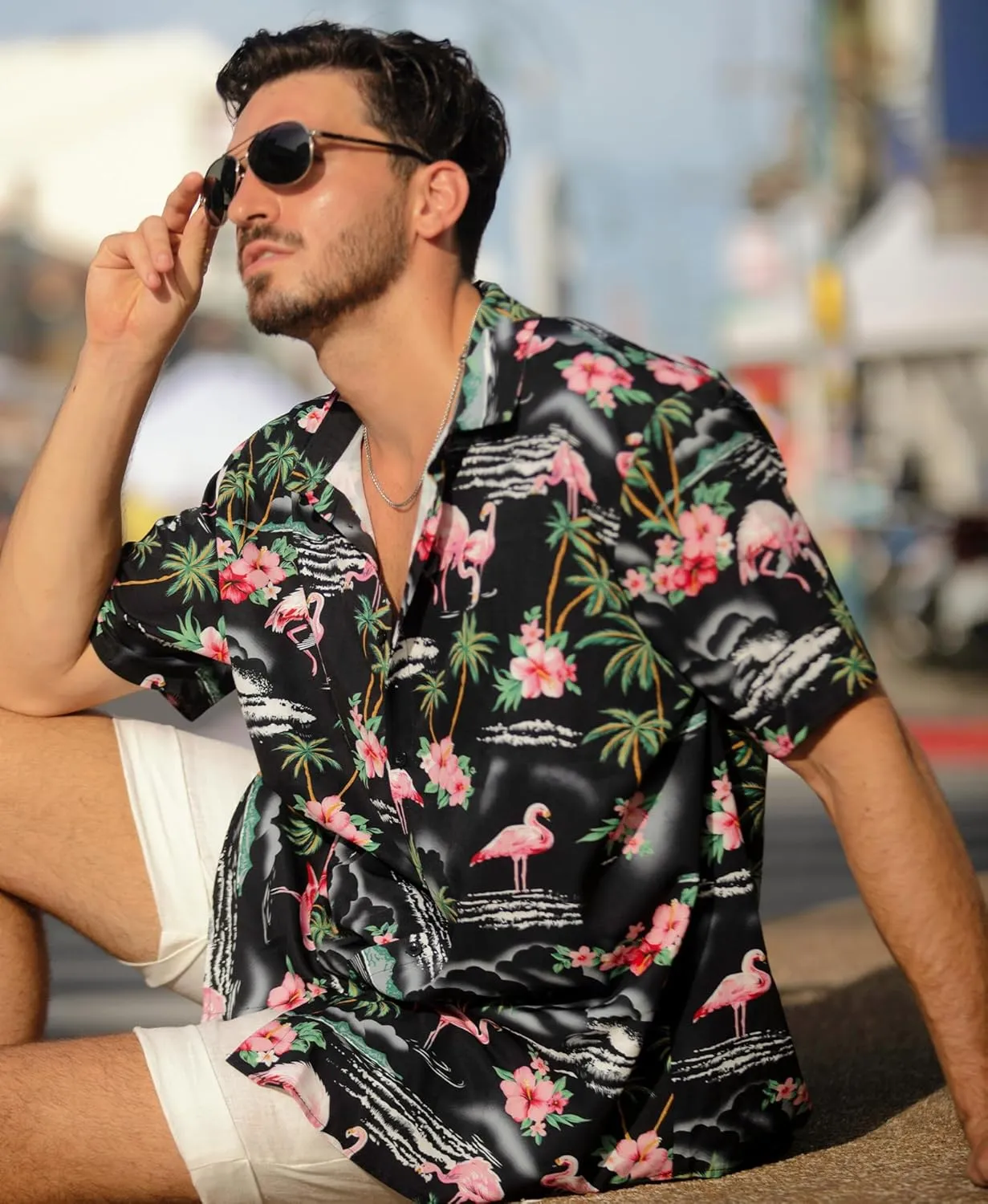 Weecreeture Big and Tall Men's Hawaiian Shirt - Short Sleeve, Tropical Floral Button Down Casual Summer Beach Shirt