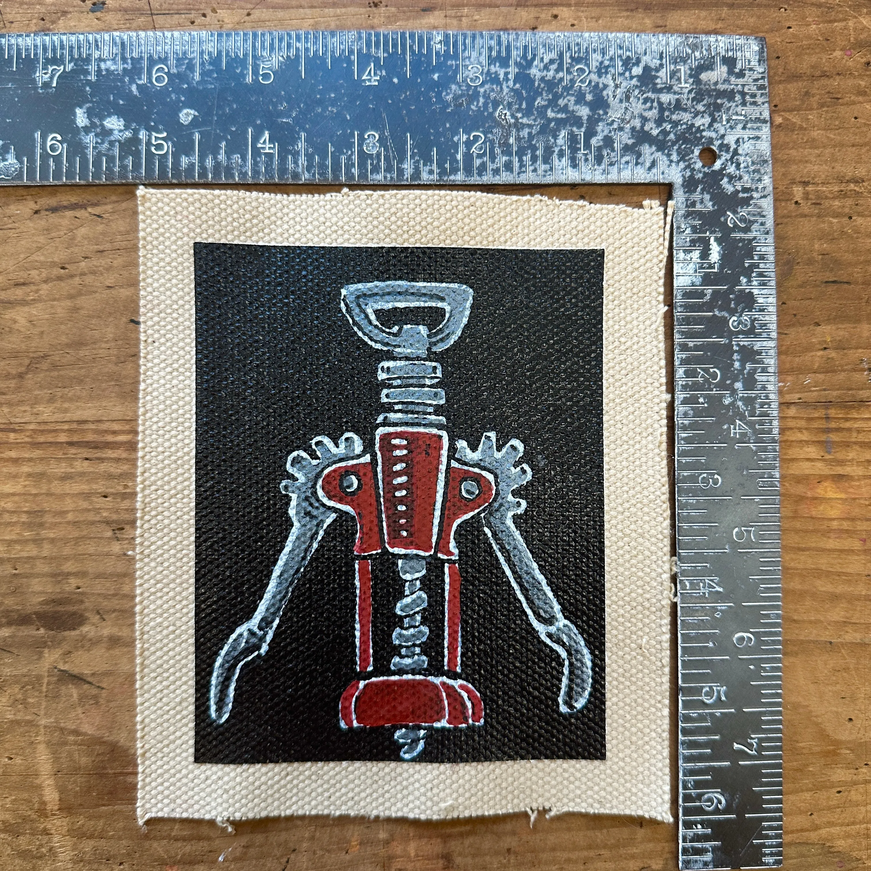 Wine opener canvas painting