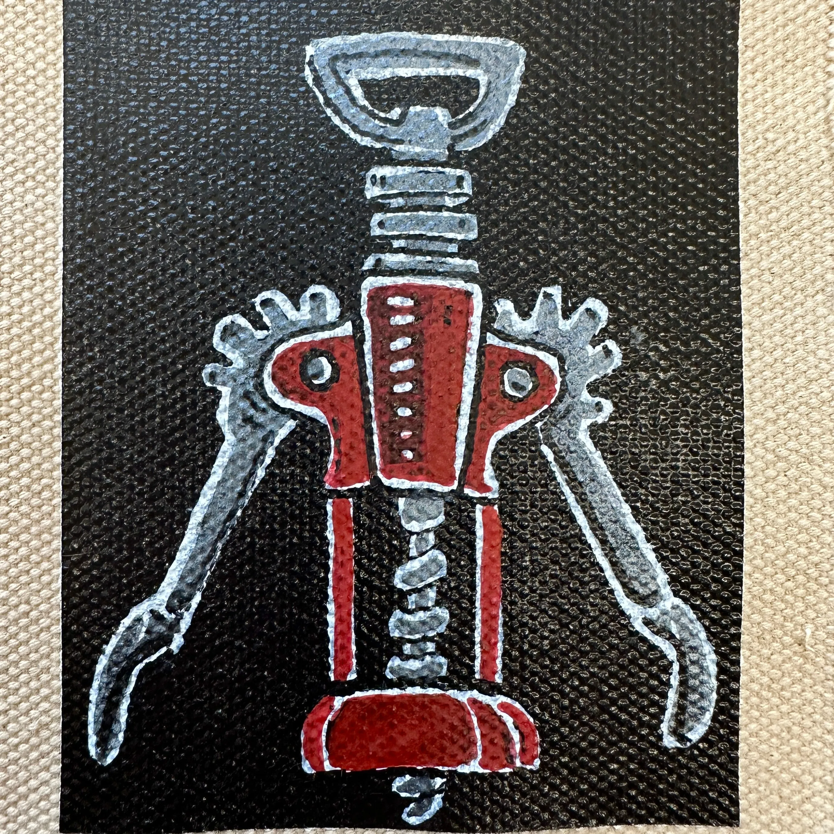 Wine opener canvas painting