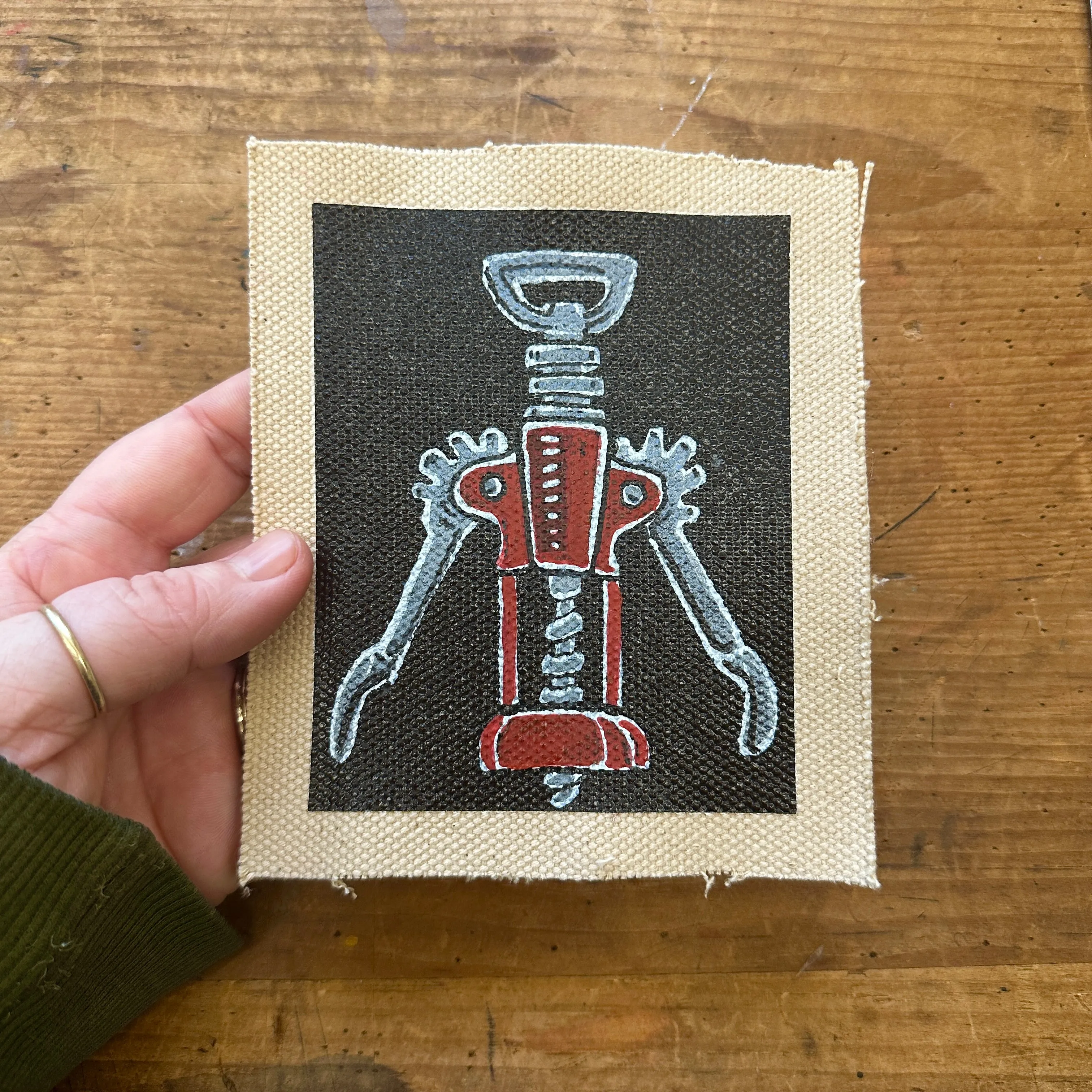 Wine opener canvas painting